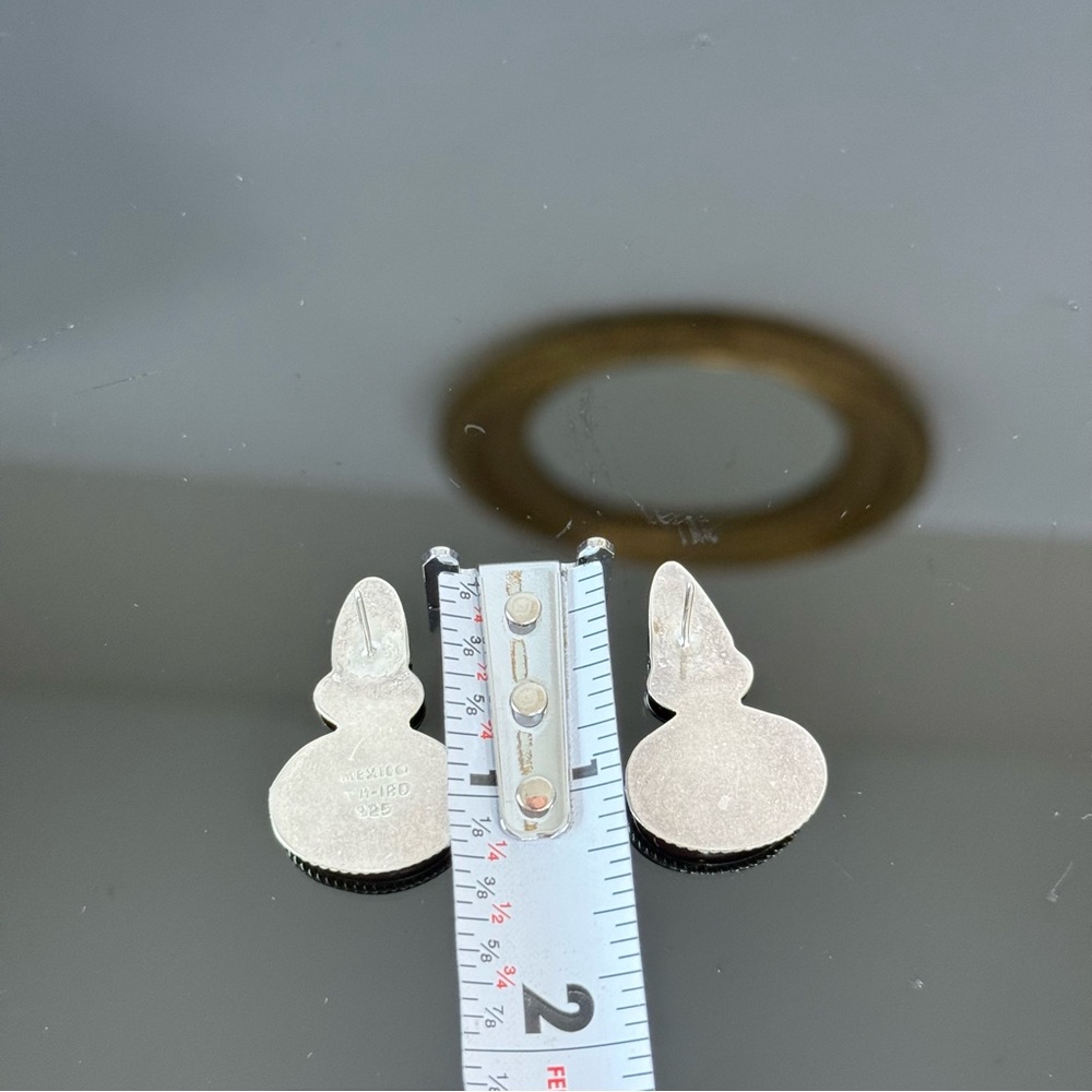 Vintage Taxco Mexico Sterling Silver Pierced Earrings Sugilite Mexico TM-180 925 - Picture 11 of 12